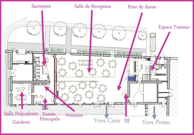 Plan de masse de l'espace de mariage au Château de Seguin